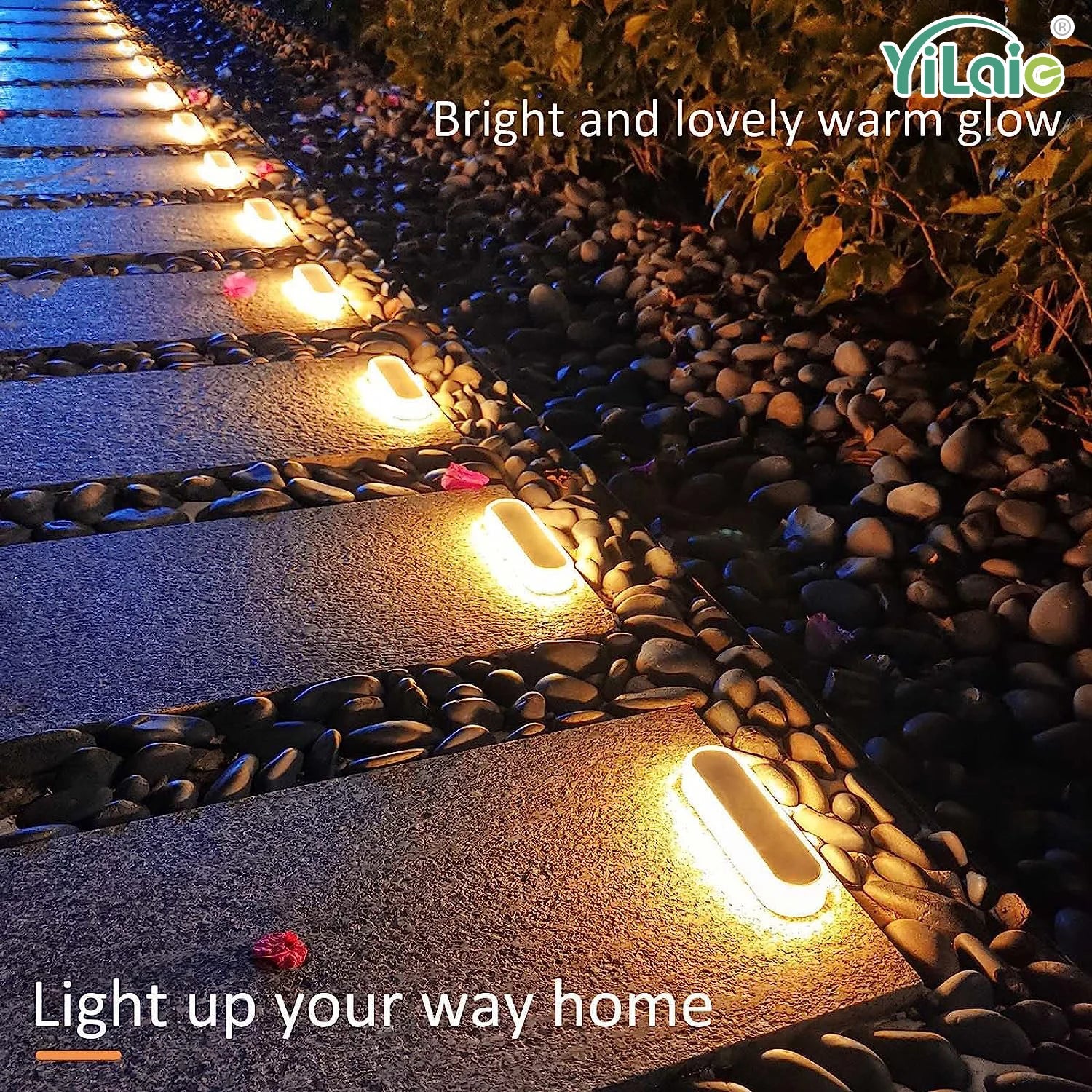 5 Years Lifespan Solar LED Step Lights Waterproof IP68 Outdoor LED Deck Lights Auto ON OFF for Stairs Driveway Deck Walkway Dock