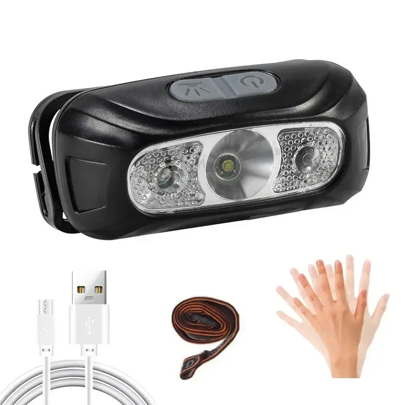 HOMEFISH Sensor Headlamp LED High Bright Rechargeable Headlights COB Waterproof Fishing Camping Cycling Induction Head Light