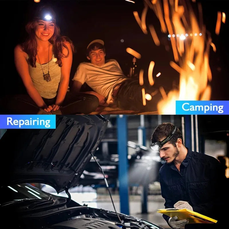 Portable 9-LED Headlamp Flashlight AAA Battery Powered High Brightness for Camping Fishing Hiking Outdoor Work Emergency Light