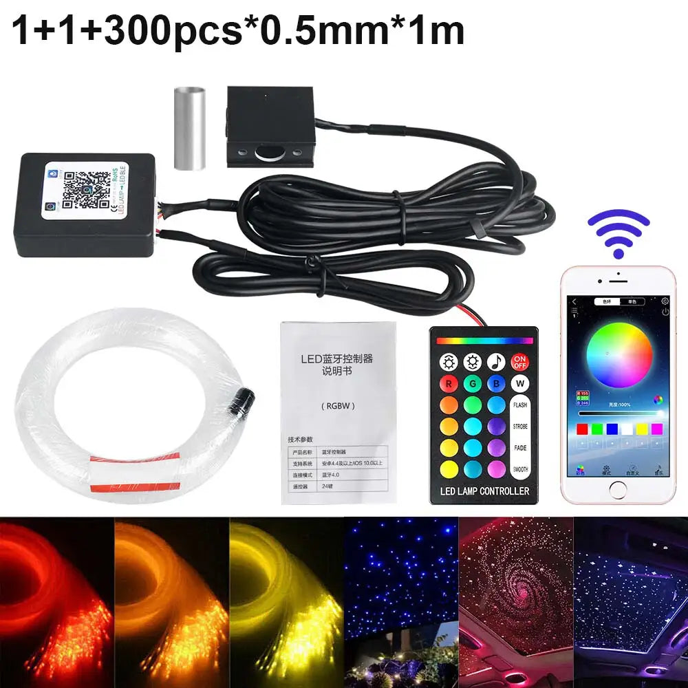 1/2/4 Split Fiber Optic Light Starry Sky Lamp APP Music Remote Control Car Roof Star Light Ceiling for Car Home