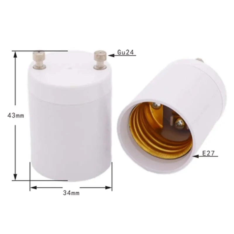1pcs GU24 to E27 Lamp Holder Converter Led Light Head Base E26 LED Saving Light Halogen Screw Bulb Socket Adapter White