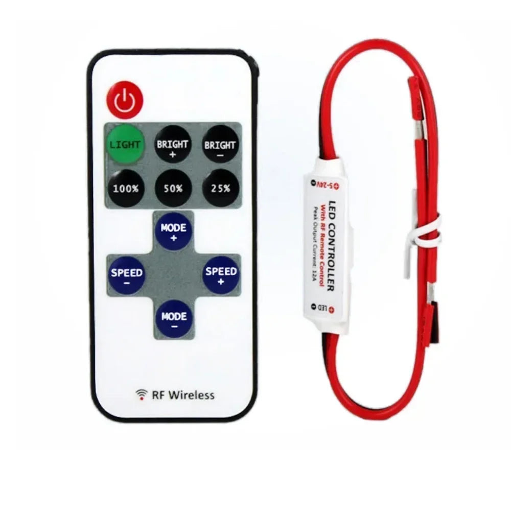 LED Strip Controller Mini Dimmer RF Remote DC 5V 12V 24V Controller For LED 5050 2835 Strip Single Color