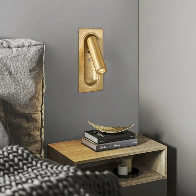 Indoor Wall Lamp with USB Charging Bedroom Decoration and Reading Lighting 3W 85-265V Hotel Headboard LED Embedded Wall Lamp