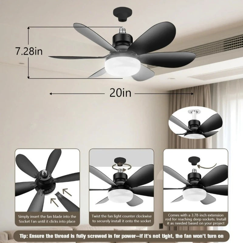 Ceiling Fan Light 30W E27 with Remote LED Dimming Function Suitable for Living Room Study and Home use 85-265V
