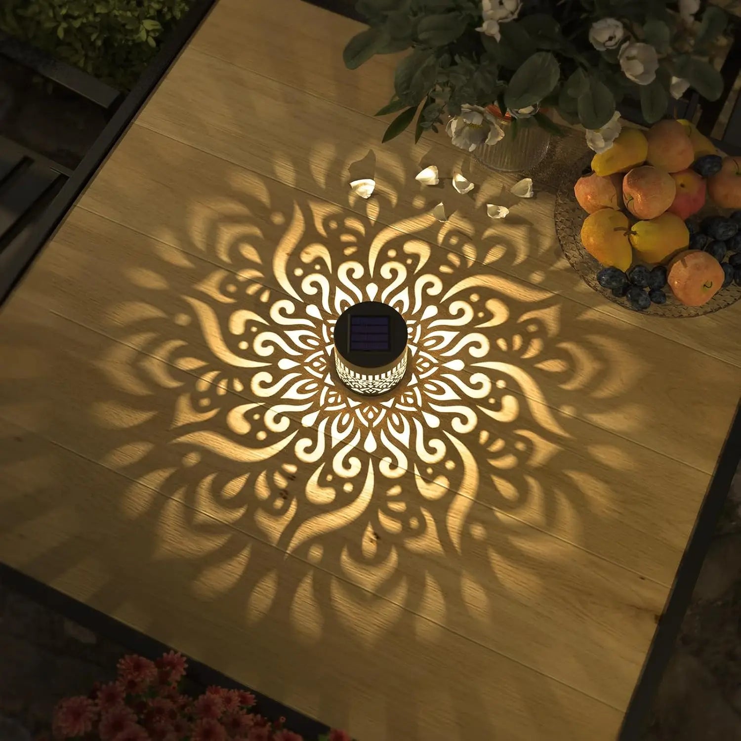 Outdoor LED Solar Fences and Wall Lights, Metal Mandala Lights, for Gardens, Lawns, Estates, Fences, Corridors, Lawns, Porches