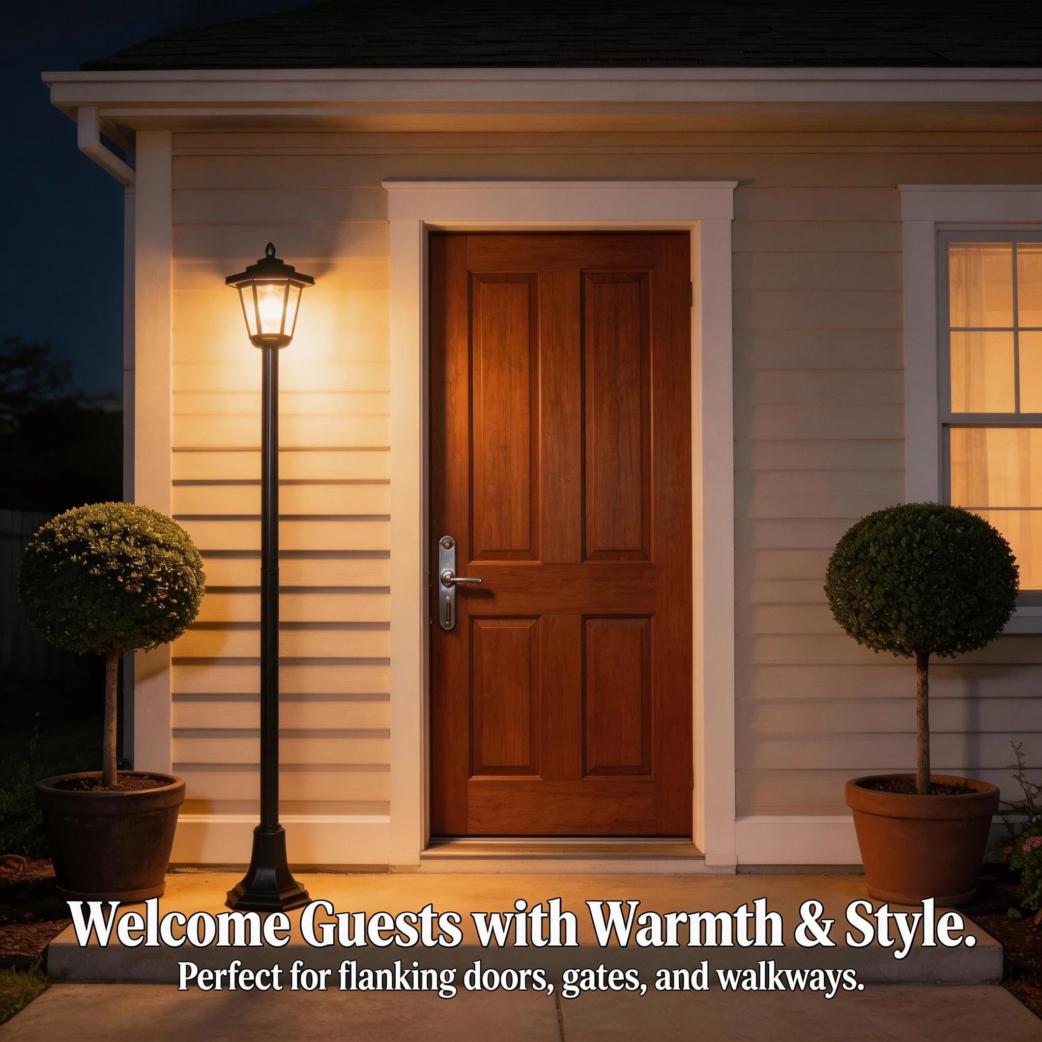 2 Pack Solar Post Lights Outdoor Waterproof, 5 Adjustable Heights Solar Lamp Post Lights, Dusk to Dawn LED Landscape Lighting for Garden Yard Driveway Pathway