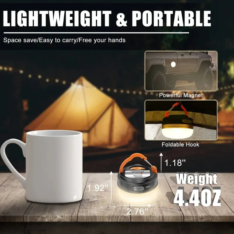 High Power Camping Lantern Tents Lamp 1200mah USB Rechargeable Portable Camping Lights Outdoor Hiking Night Hanging Lamp