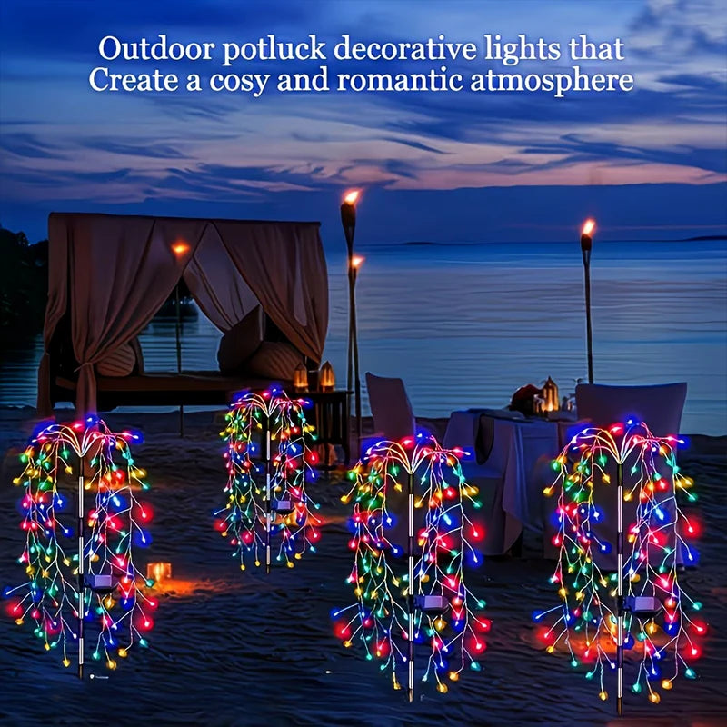Outdoor LED Fairy Lights Garden Path Decor Garland Tree Solar Lights for Balcony Patio Party Street Lawn Lamp