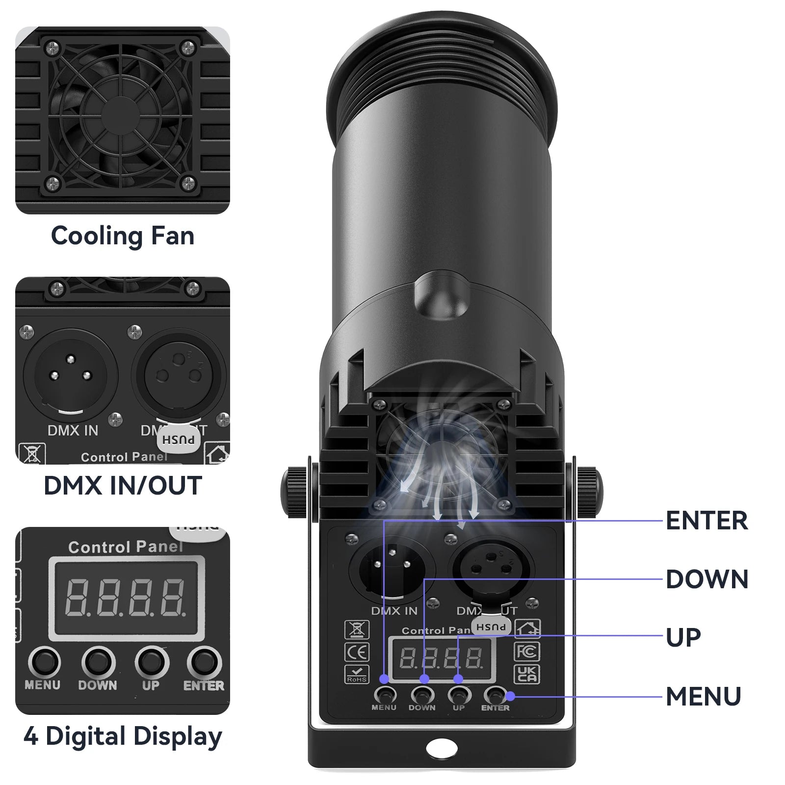 Datewink 2/4Pcs 30W RGBW LED Beam Pinspot Light Spot Lights DJ Disco Mirror Ball Stage Lighting Effect DMX For Party Wedding Bar