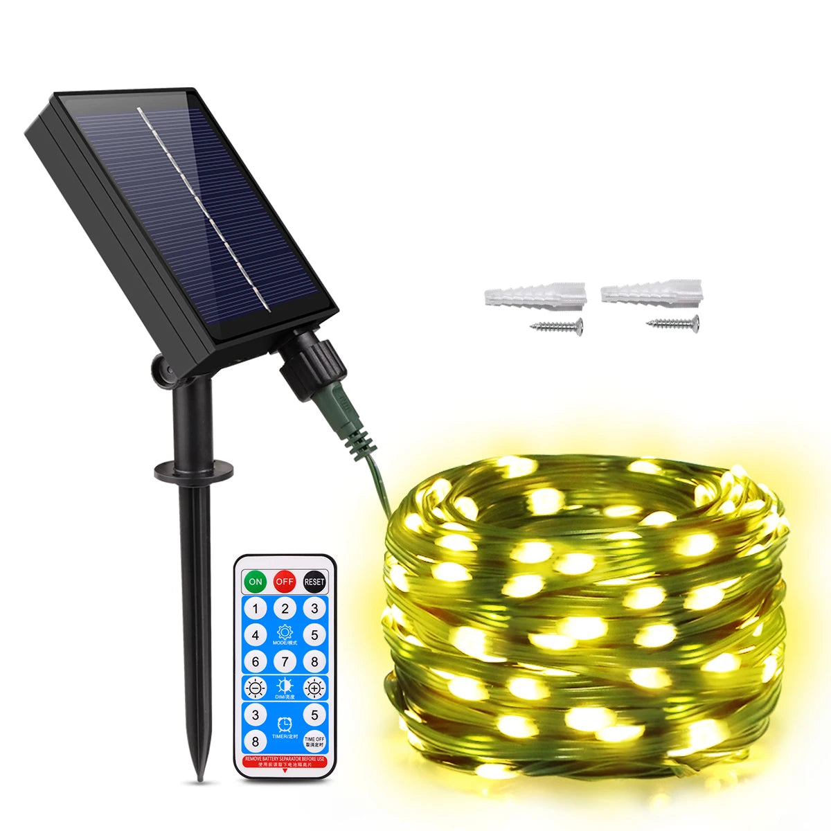 50M 100M Large Solar Panel LED Solar String Lights Fairy Garland Lights Outdoor Backyard Garden Holiday Christmas Party Decor
