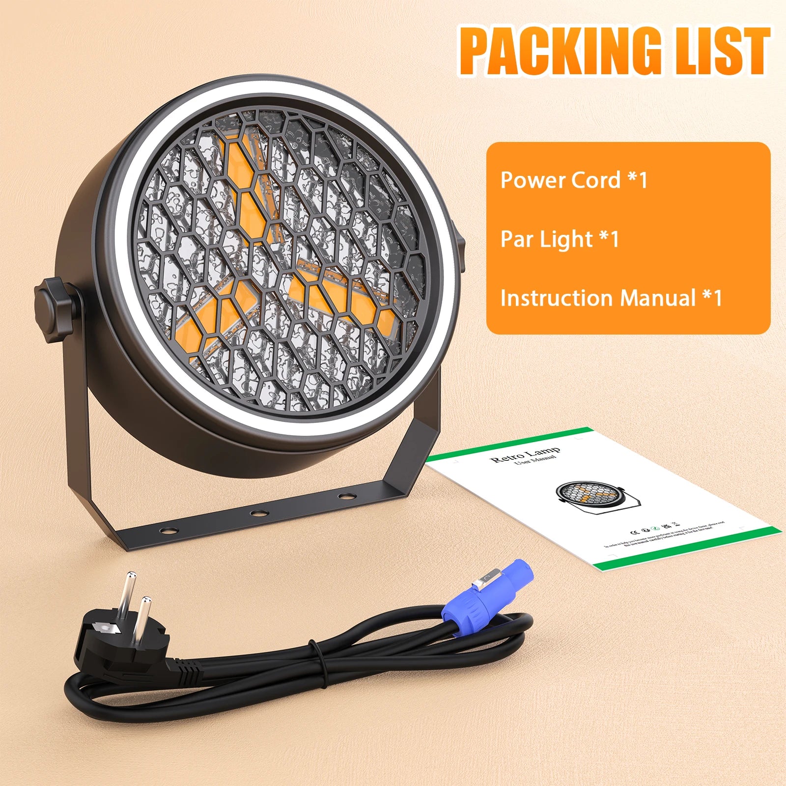 Fieryzeal 4PCS 3X30W COB Par Light with RGB LED Light Strip Golden Retro Flash Light Linear Vintage Stage Light for DJ Disco