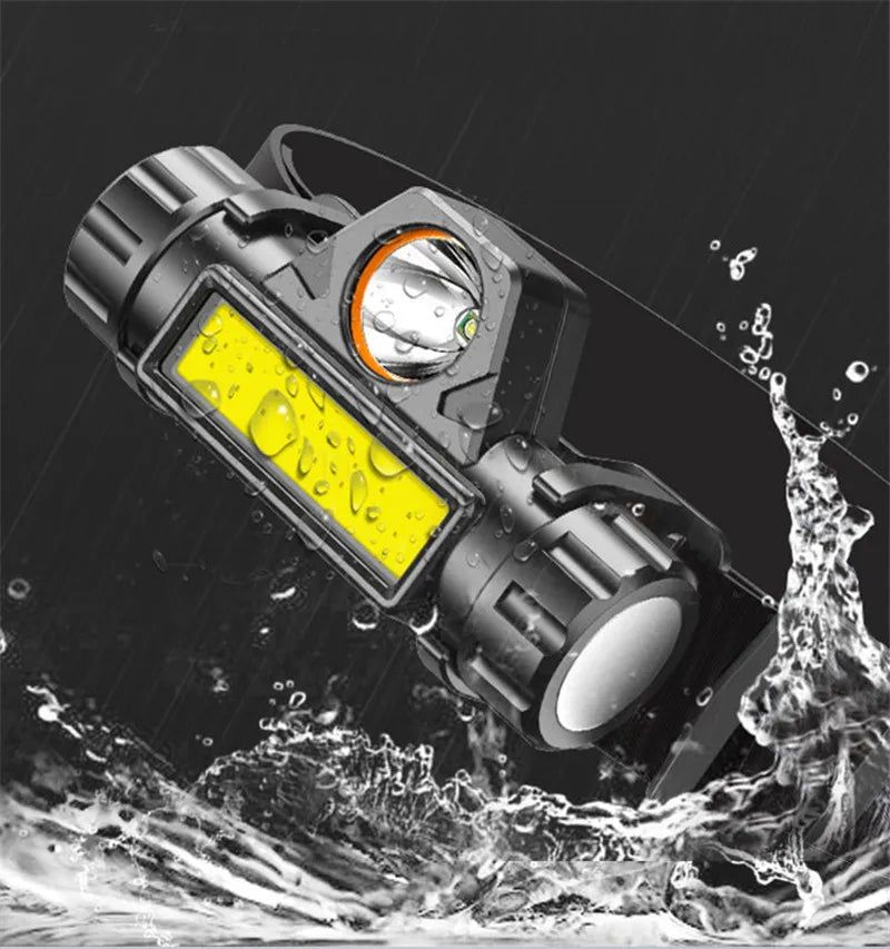 XP-G Q5 Headlamp Head Lamp Headlight Waterproof 2500lm Cob Led Built In Usb Rechargeable 14450 Battery Working Light 5w