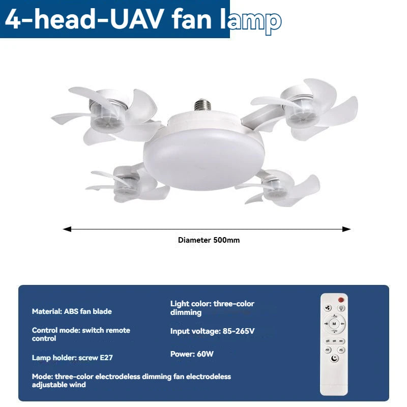 Nordic Screw Socket Ceiling Fan Light E27 Modern Fan Lamp for Dining Room LivingRoom High Wind Power Household Cooling Fan Light