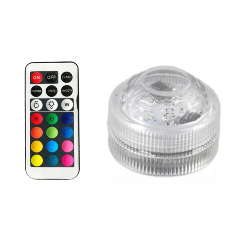 RGB Submersible Lights Remote Control Underwater Led Light Battery Operated Night Lamp For Halloween Vase Wedding Party Decor