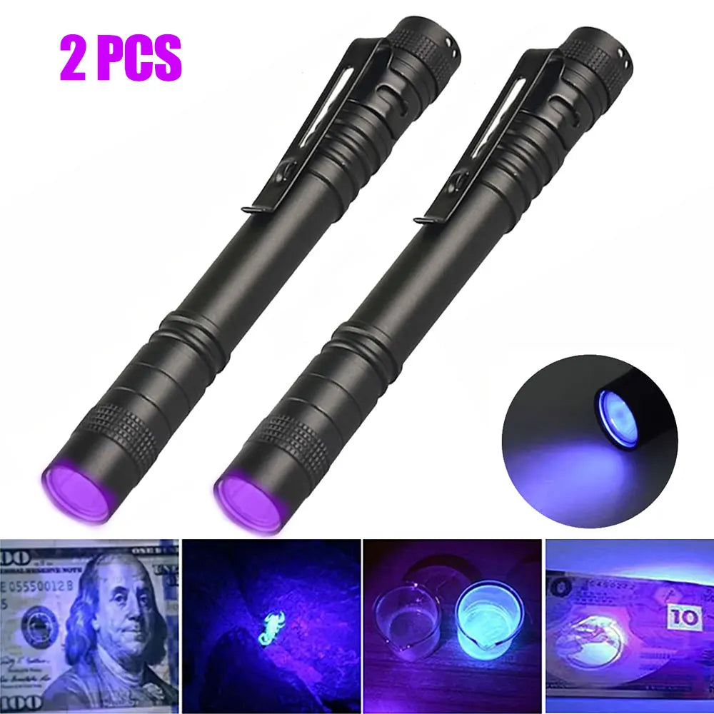 Mini Pen Light Flashlight Red/White/395nm Torch Penlight Flashlight with Clip Pet Dog Cat Urine Stain Ore Money Detection Torch