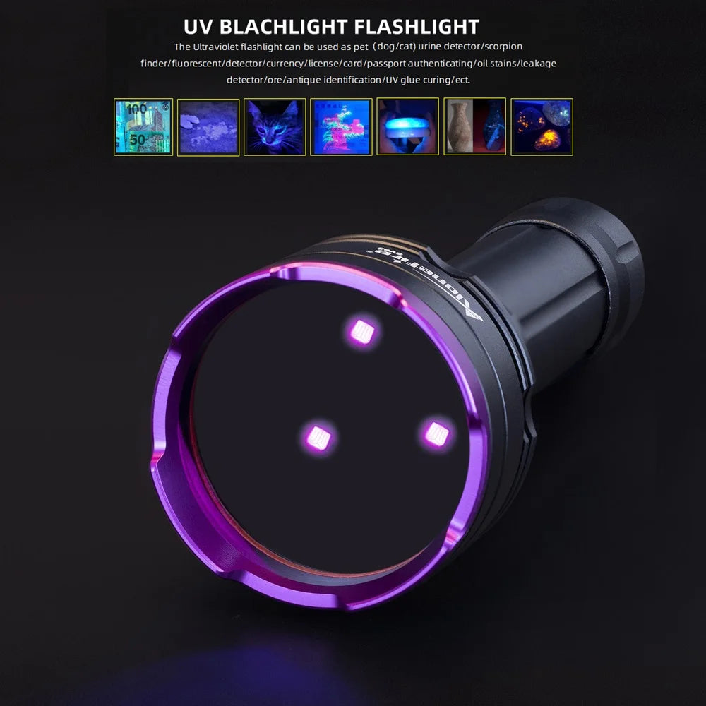 3 Led 30W 365nm/395nm UV Flashlight High Power Ultraviolet Curing Scorpion Money Ore Scorpion Cat Pet Urine Stains Marker Lamp