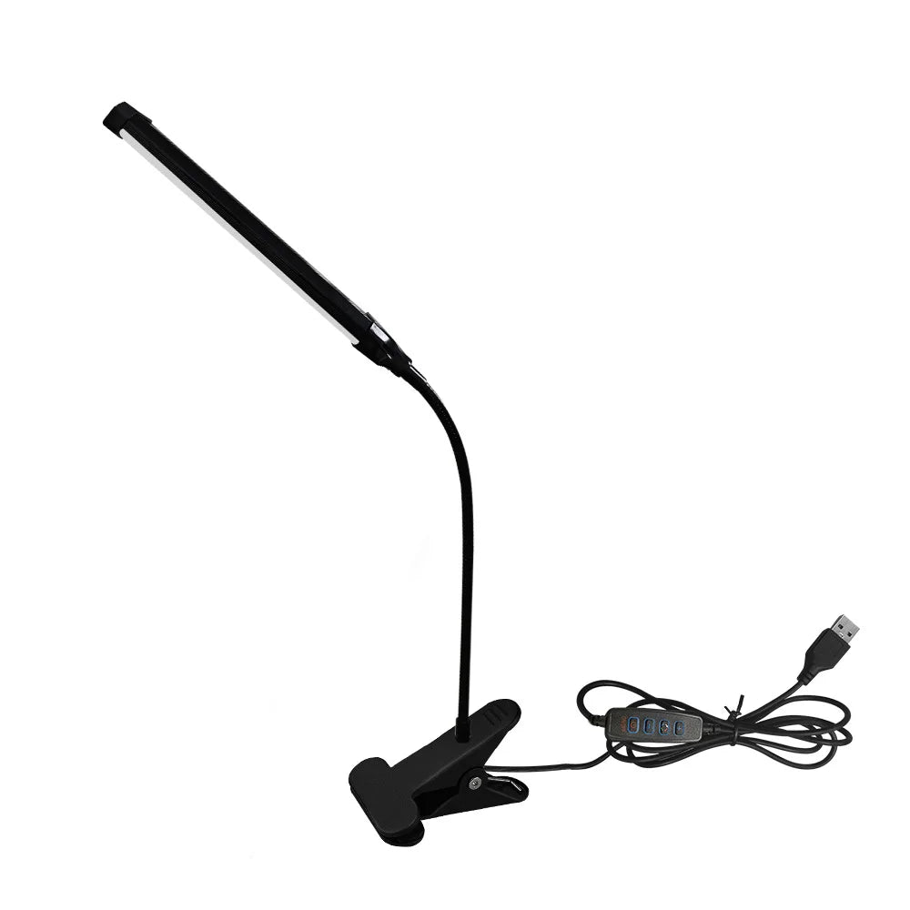 LED Desk Lamp with Clamp Dimmable Clip On Reading Light Flexible Study Table Lamp USB