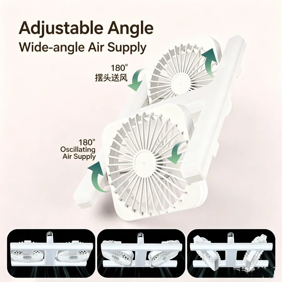 Modern Double Head Ceiling Fan Light with Remote Control Dimmable LED Quiet 60W 3-Speed Timing Fan Light E27 Base 85-265V