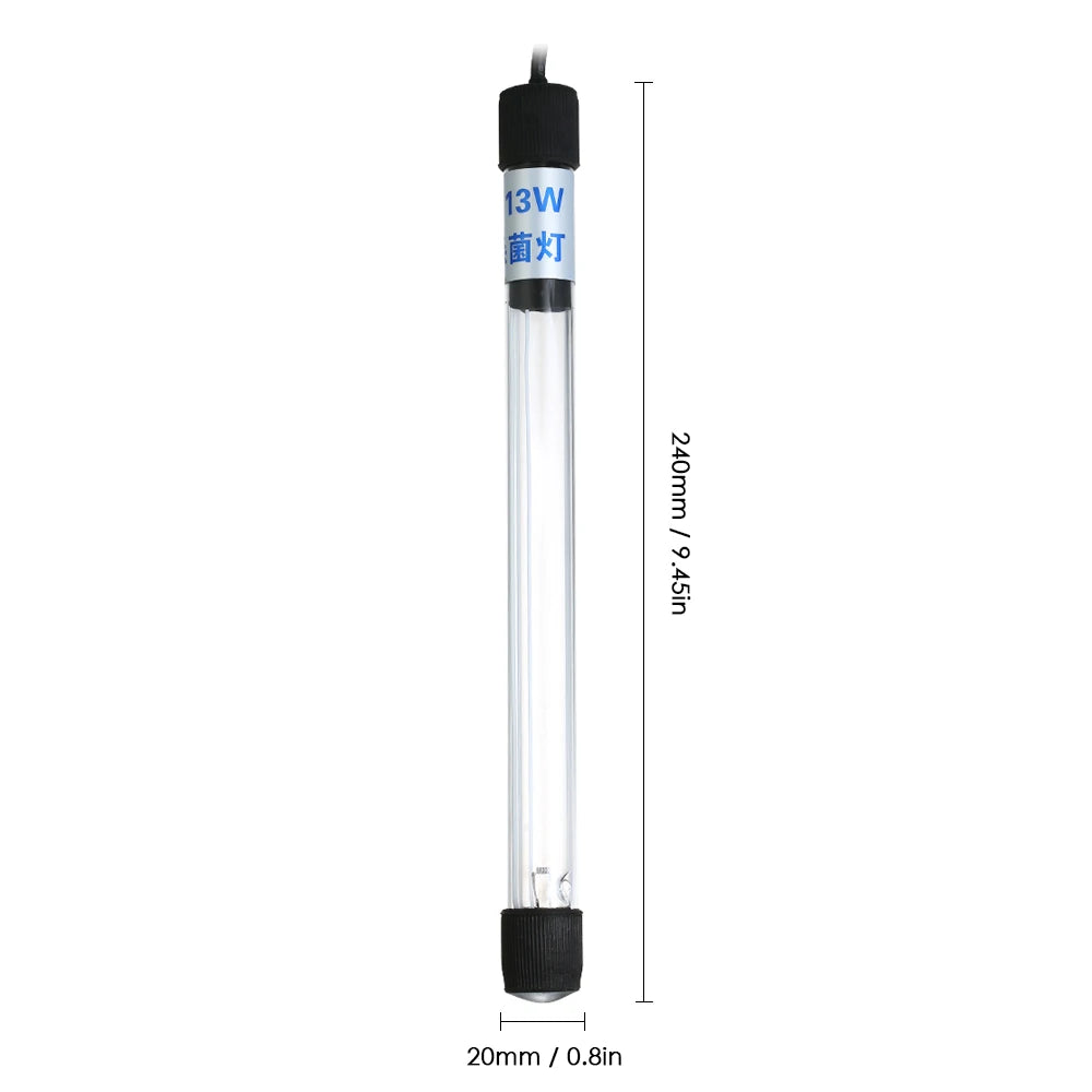 UV Light 13W Sterilization Lamp Submersible Ultraviolet Sterilizer Water Disinfection for Aquarium Fish Tank Pond AC220-240V