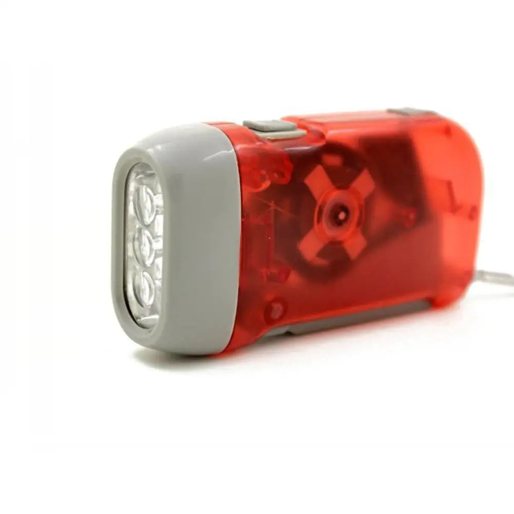 LED Hand Pressing Dynamo Crank Power Wind Up Flashlight Emergency LED Flashlight Flashlight Power Bank Outdoor Home Supplies