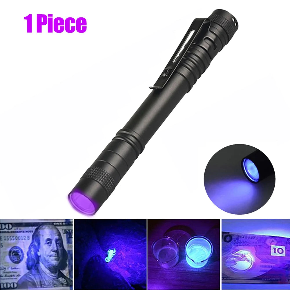 Mini Pen Light Flashlight Red/White/395nm Torch Penlight Flashlight with Clip Pet Dog Cat Urine Stain Ore Money Detection Torch