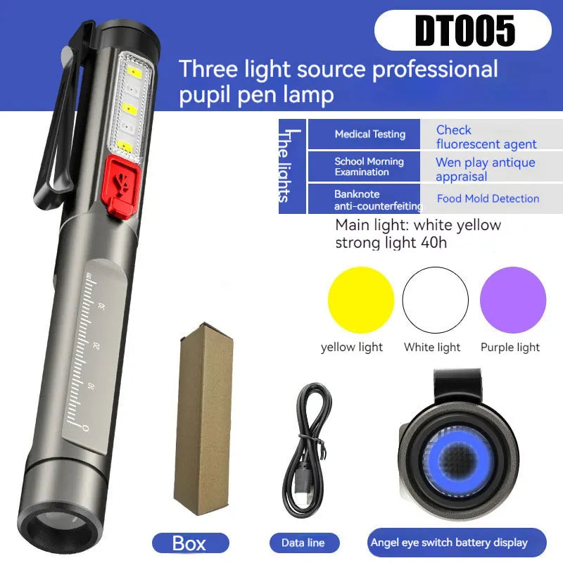 Rechargeable LED Professional Medical Pen Light Handy Portable Doctor Nurse First Aid Diagnosis Flashlight