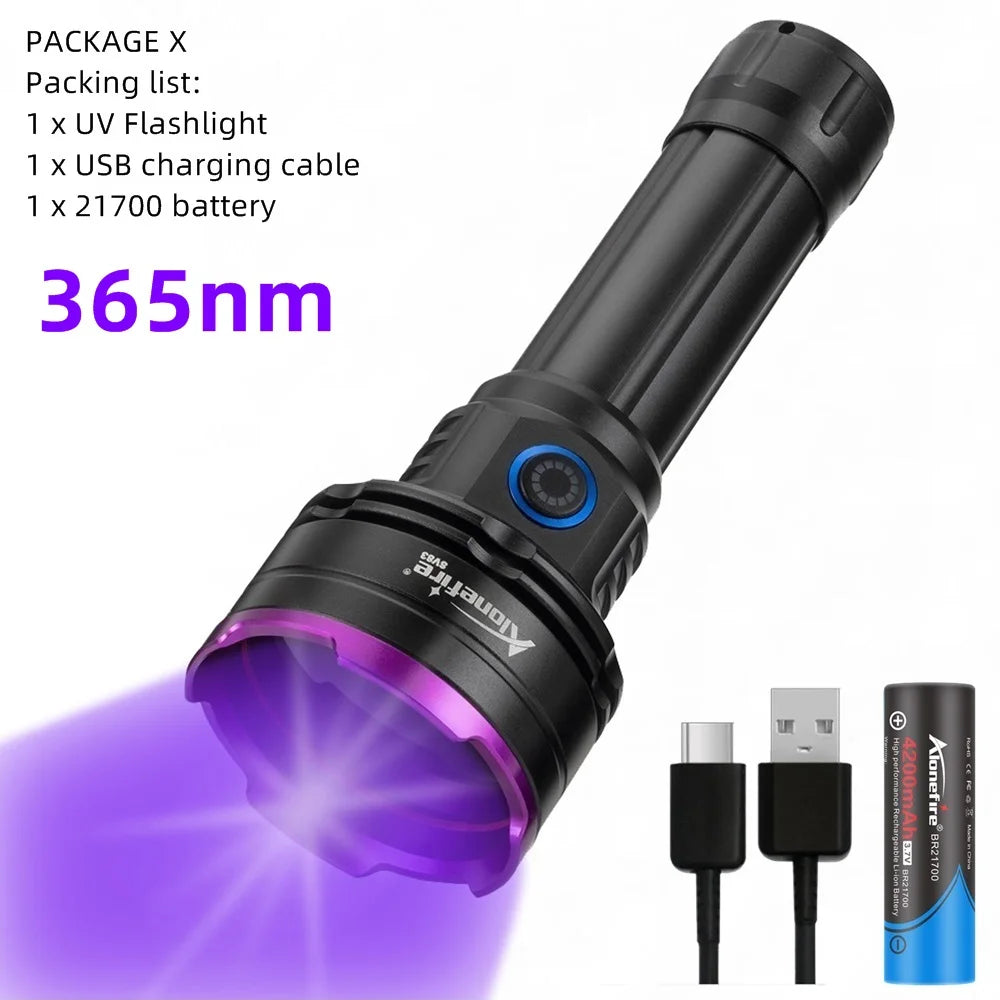 3 Led 30W 365nm/395nm UV Flashlight High Power Ultraviolet Curing Scorpion Money Ore Scorpion Cat Pet Urine Stains Marker Lamp
