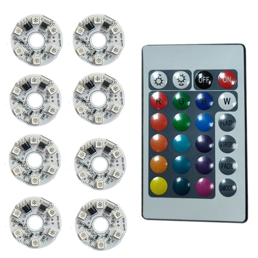 1Set 5V RGB LED Lights Plate Linkage Control Colorful Source Wireless Remote Car LED Interior Ambient Light LED Beads COB Chip