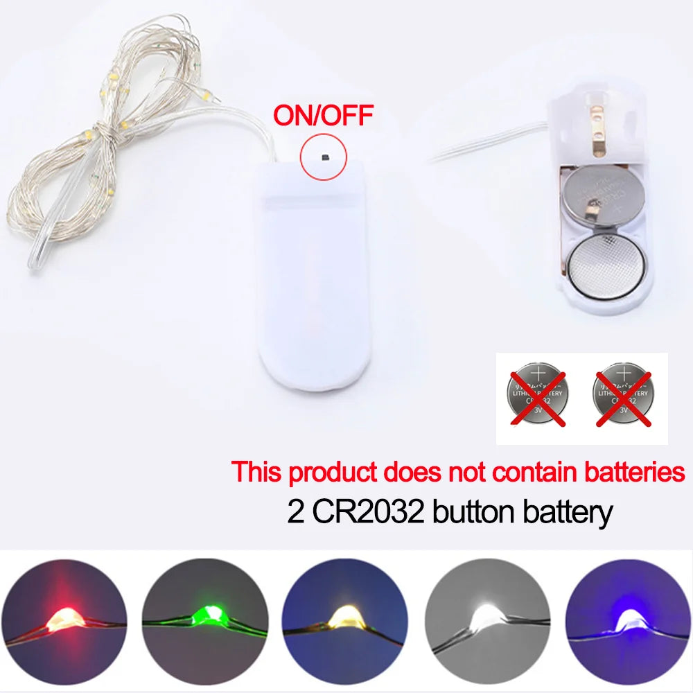 LED Copper Wire String Lights Waterproof Fairy Lights Battery Powered Garland DIY Christmas Party Wedding  Holiday Decoration