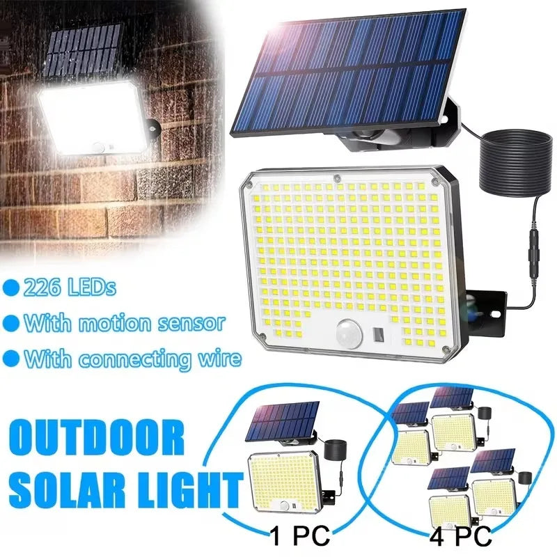 Split Solar Flood Lights Outdoor Waterproof, 226LED Motion Activated Solar Wall Lamp for Patio, Garage, Backyard, Garden