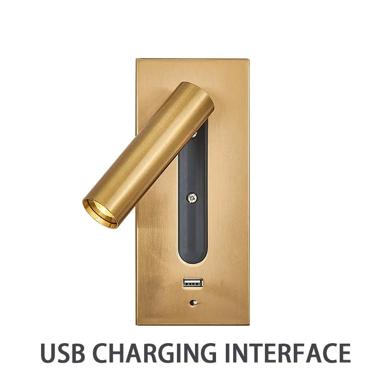 Indoor Wall Lamp with USB Charging Bedroom Decoration and Reading Lighting 3W 85-265V Hotel Headboard LED Embedded Wall Lamp