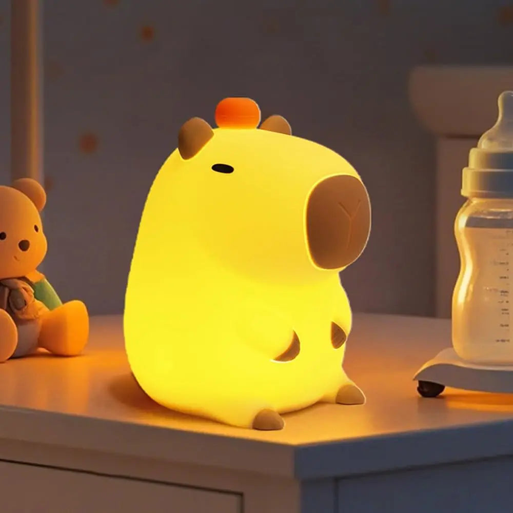 Capybara Little Night Light USB Rechargeable Animal Lamps Silicone Night Light with Timing Function Children's Christmas Gifts