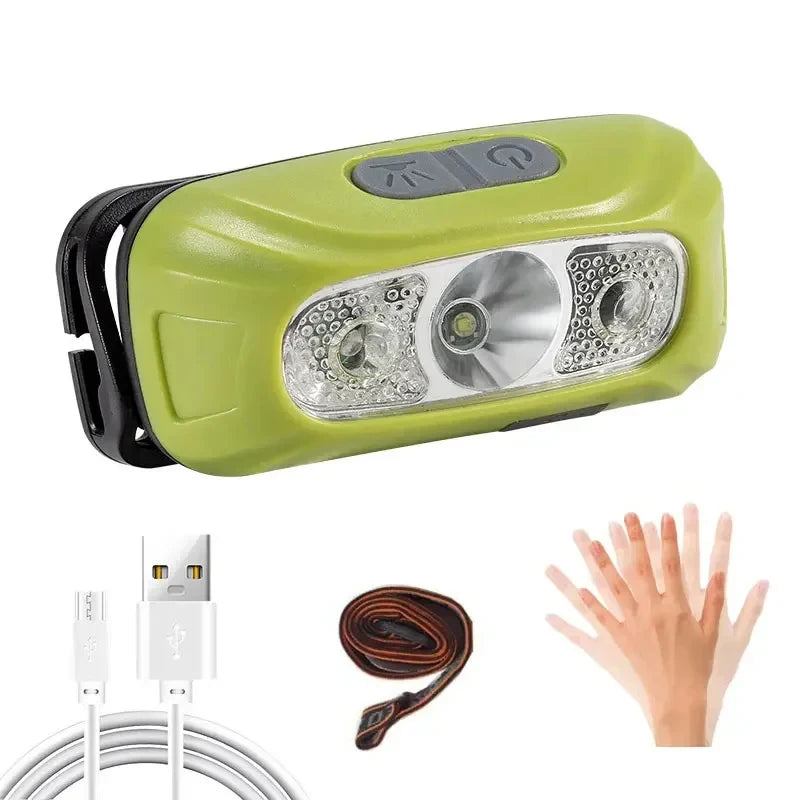 HOMEFISH Sensor Headlamp LED High Bright Rechargeable Headlights COB Waterproof Fishing Camping Cycling Induction Head Light