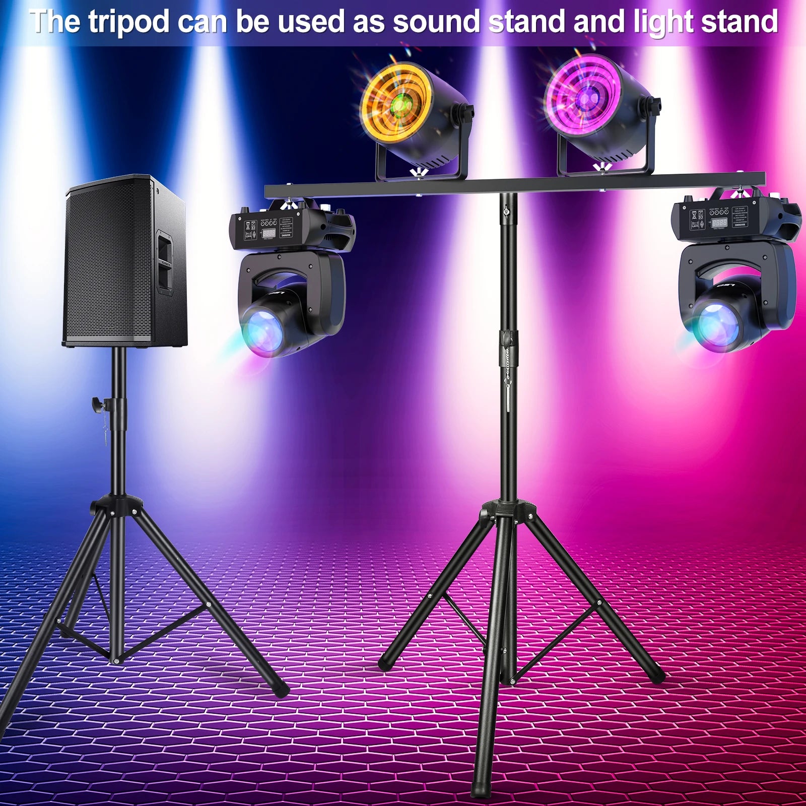 Yiflamefly T-shaped Stand LED Par Lights  Adjustable Tripod Barcket For Par Cans Wash or Universal Lighting Fixtures