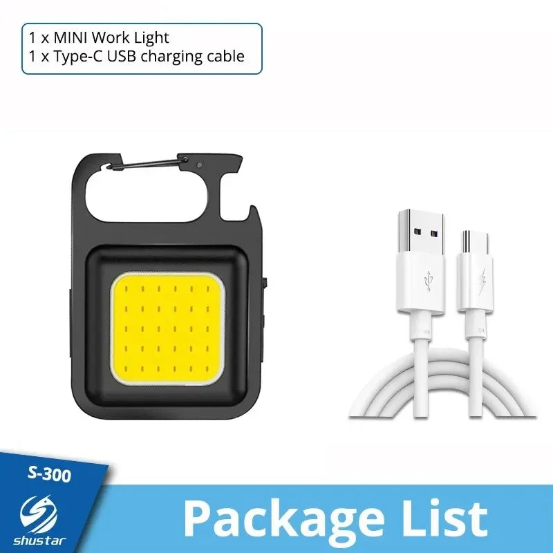 Super Bright MINI COB Keychain Flashlight Charging Lamp Camping Lights with Magnet 4 Lighting Modes for Camping Home