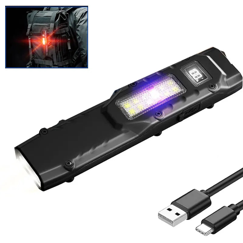 1100LM Super Bright Tactical Flashlight Dual Switch Control EDC Rechargeable Waterproof Emergency Lamp9 Lighting Modes UV Light