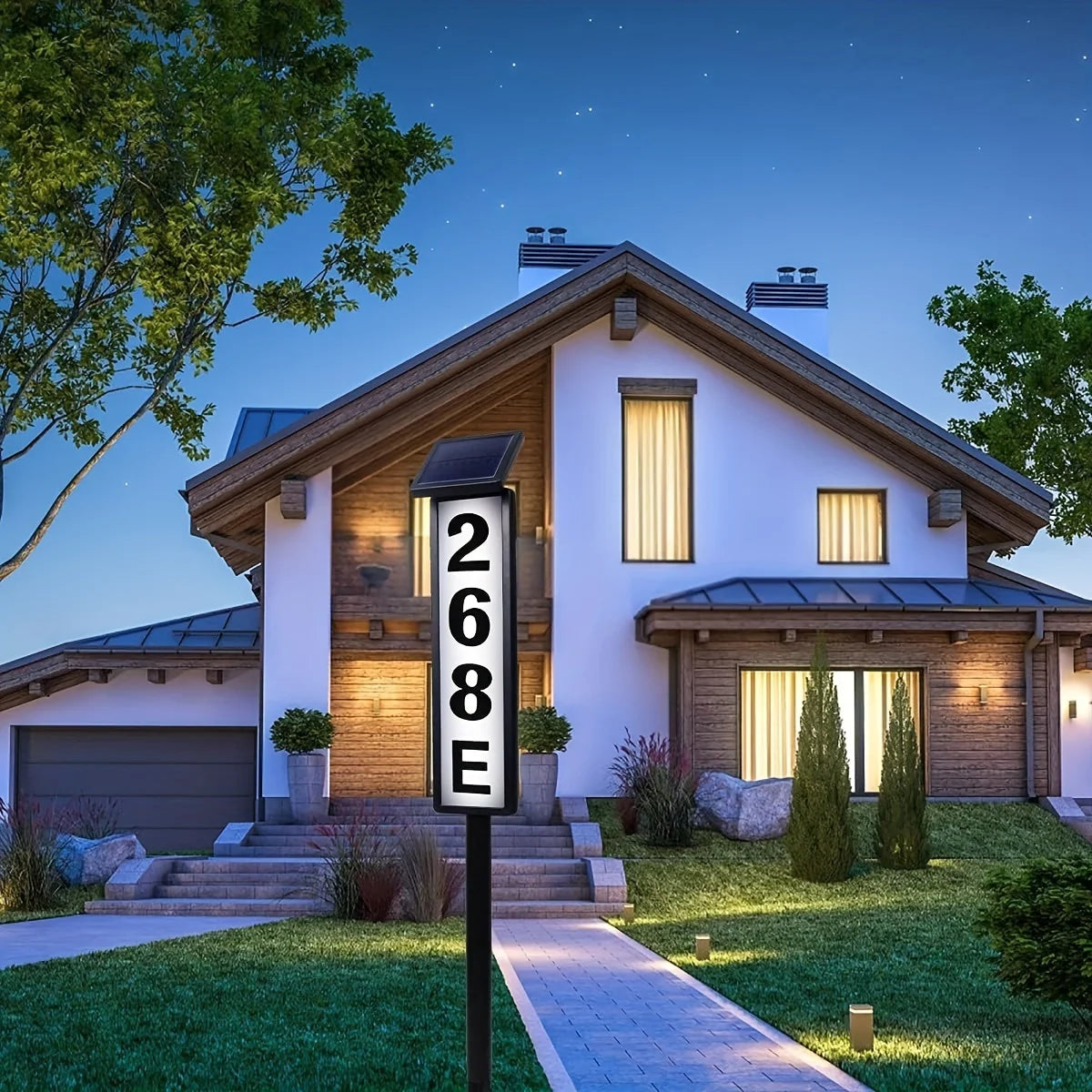 Solar-Powered Door Sign Lights, Ground-Insert Lawn Lights, No Wiring Required, Automatically Light up at Night, Eye-Catching Address Signs, Suitable for Homes, Mailboxes, Factories, and Commercial Areas, Outdoor Christmas Gar