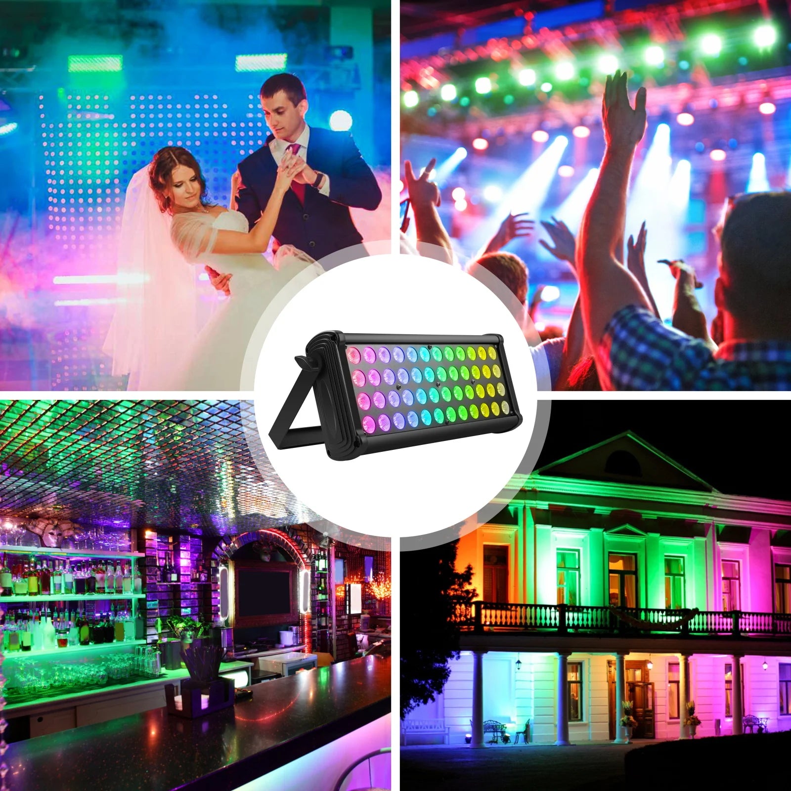 U`King 2Pcs 80W Square Wall Wash Light 48LEDs RGB DJ Lights Color Mixing Rainbow Effect Highlights For Outdoor Building Exterior