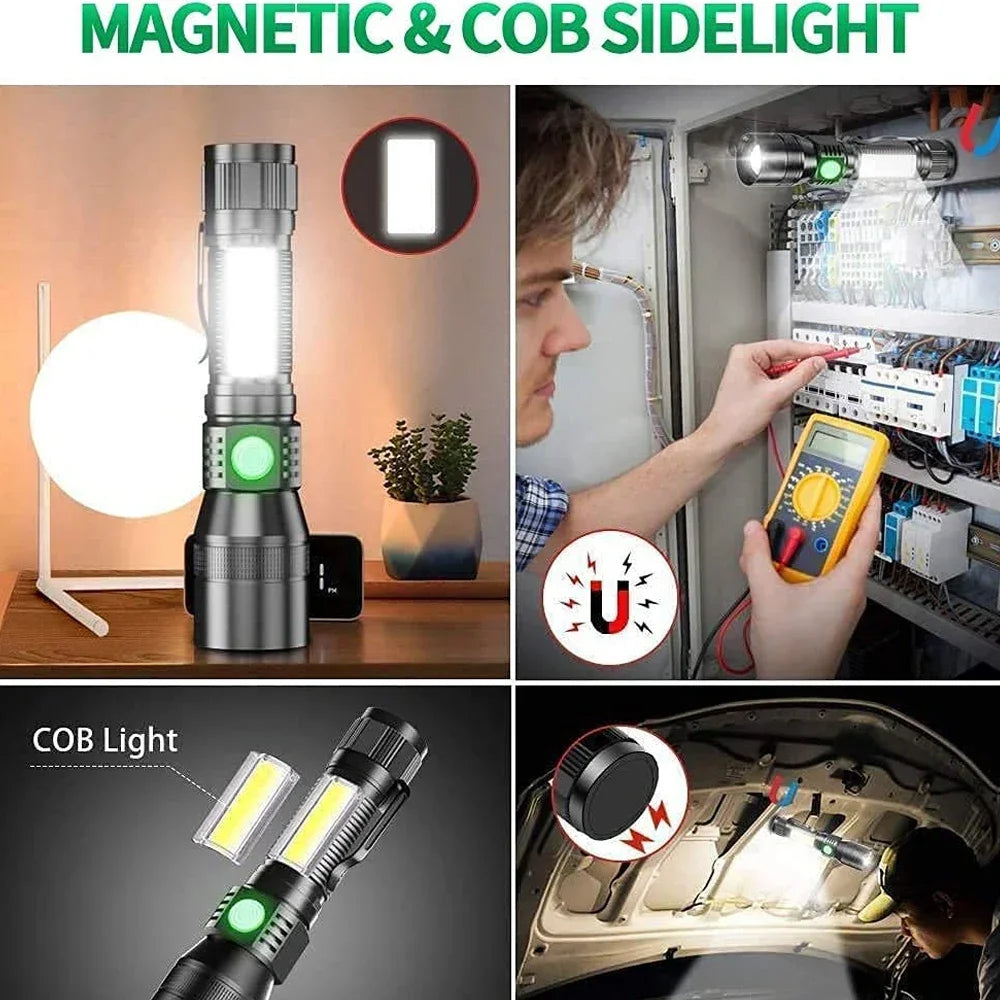 USB Rechargeable UV Light Flashlight LED Ultraviolet Torch Lamp for Camping Strong Light Black Light Pet Urine Stains Detection
