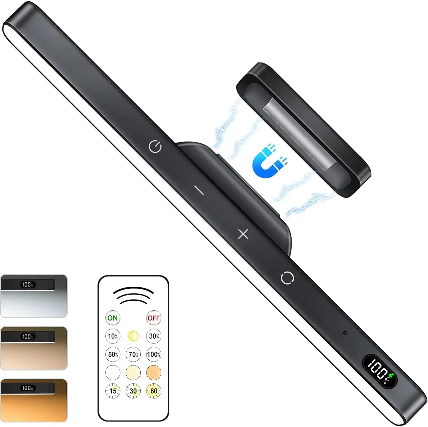LED Touch Table Lamp Magnetic Desk Lamp Bulit-in 2500mAh Battery for Reading Cabinet Mirror Bedside Rechargeable Night Lights