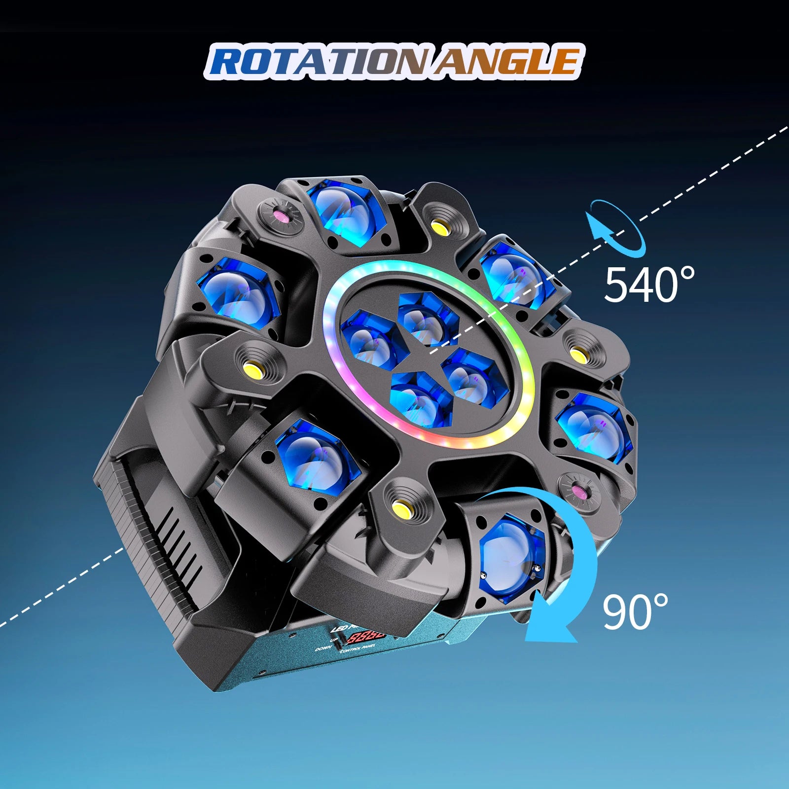 U'King 150W 6-Arm RGBW Beam Moving Head Light With Ring Effect DJ Light DMX Strobe Stage Light For Wedding Live House KTV BarG