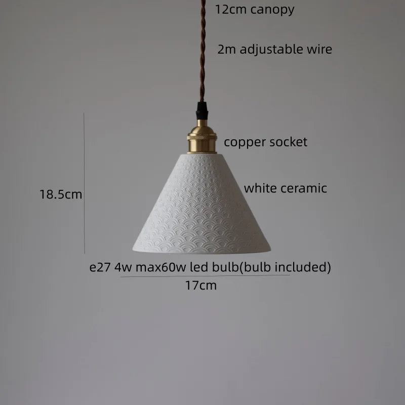 IWHD Home Decor LED Pendant Light Fixtures Bedroom Hallway Living Room Nordic Modern Leaf Ceramic Copper Socket Hang Lamp Lampen