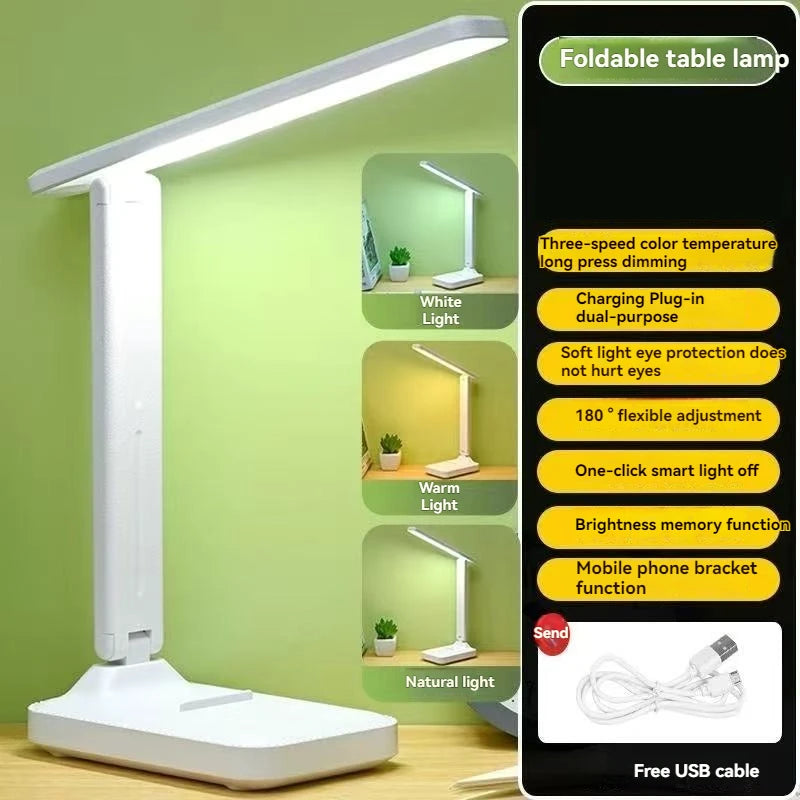 Foldable Table Lamp Led Desk Lamp 3 Type Stepless Dimmable Touch Bedside Reading Eye Protection Night Light USB Chargeable