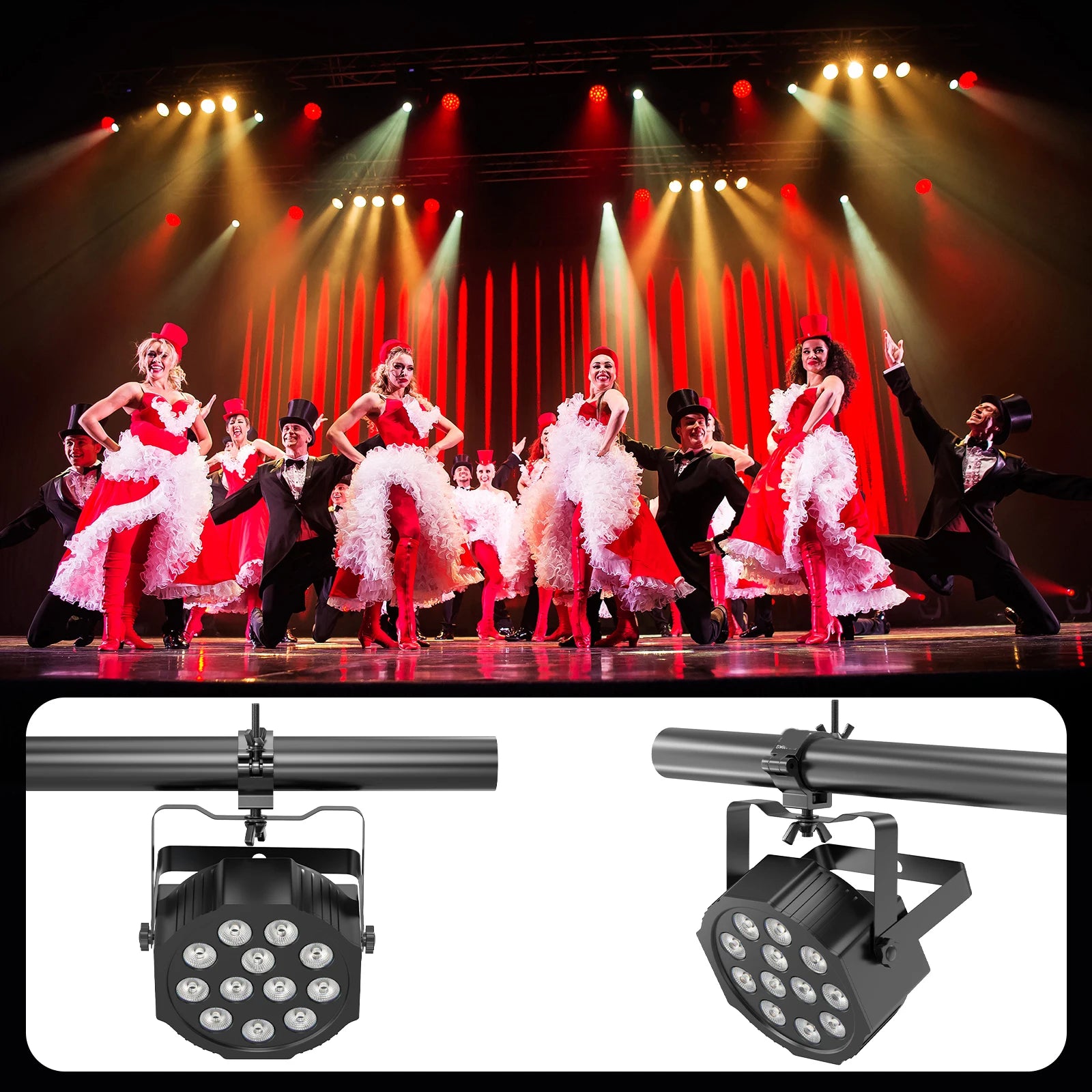Fieryzeal 4PCS 48-52mm 100kg Alumimun Alloy Hook Stage Lights Clamp Heavy Duty Hooks Theatre Lighting Kit Hanger Truss Bracket