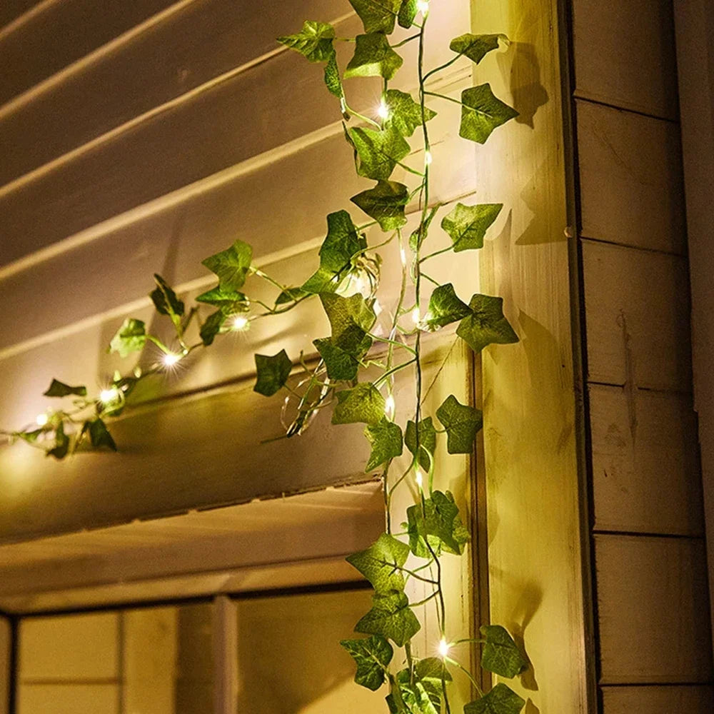 7M/12M Fairy Lights ivy String LED Solar Light Vine Maple Leaf Waterproof Garland Solar Lamp Christmas for Garden Decoration