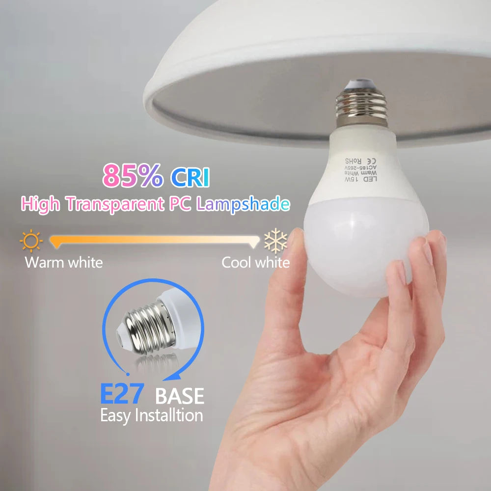 E27 LED Bulb 3W 6W 9W 12W 15W 18W AC 220-240V Warm or Cold White SMD2835 Globe Lamp for Bedroom and Living Room