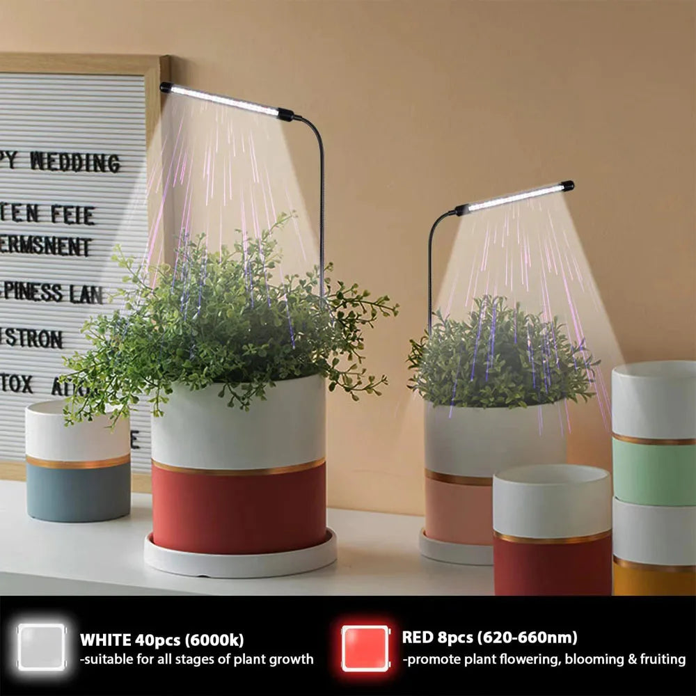LED plant growth lamp USB full-spectrum 6000K gardening plant lamp, mini belt to control indoor flowering of cultivated plants.