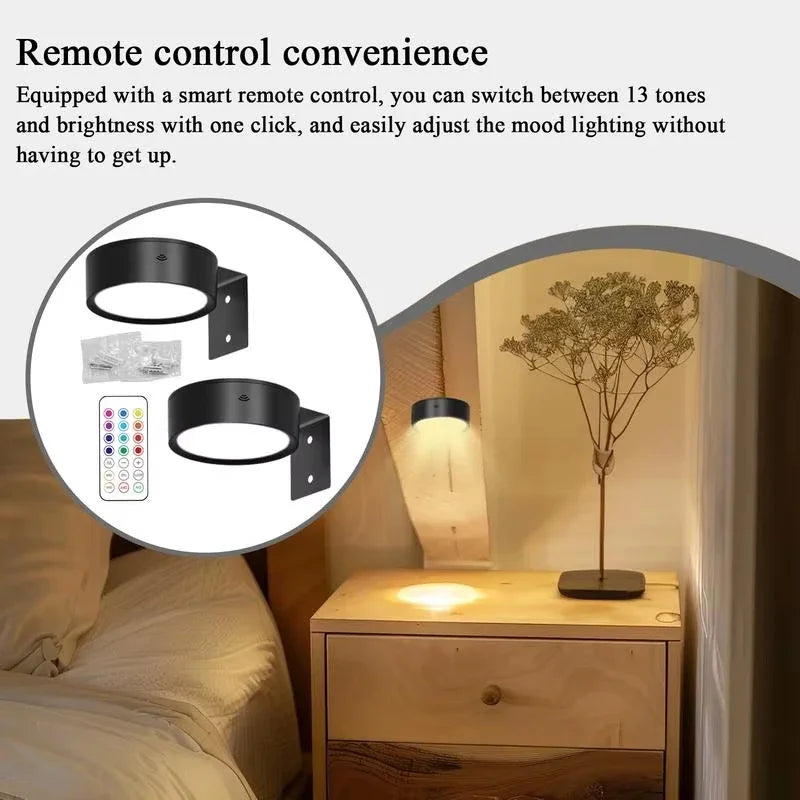 1/2pcs Picture Lights LED Magnetic Art Display Light Battery Operated Magnetic Dimmable Painting Spotlight w/ 13 Lighting Modes