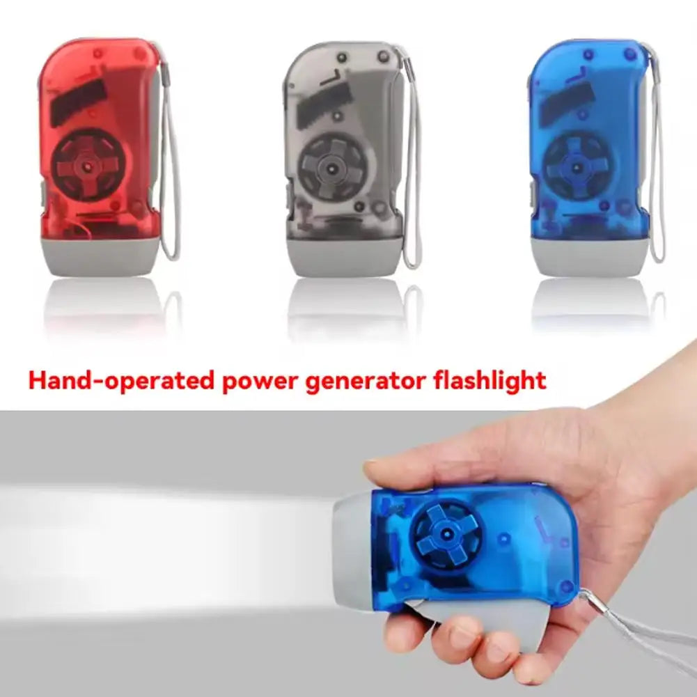 LED Hand Pressing Dynamo Crank Power Wind Up Flashlight Emergency LED Flashlight Flashlight Power Bank Outdoor Home Supplies