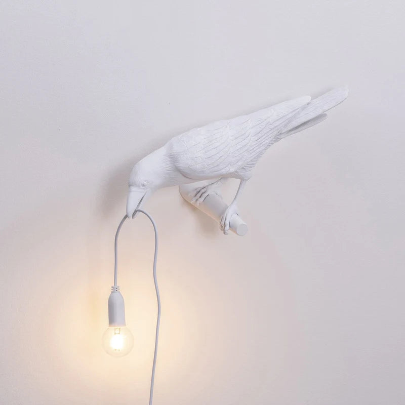 Resin Lucky Bird Crow Wall Lamp Table Lamp Night Light Bedroom Bedside Living Room Wall Lamp Home Decoration(Free Bulb)